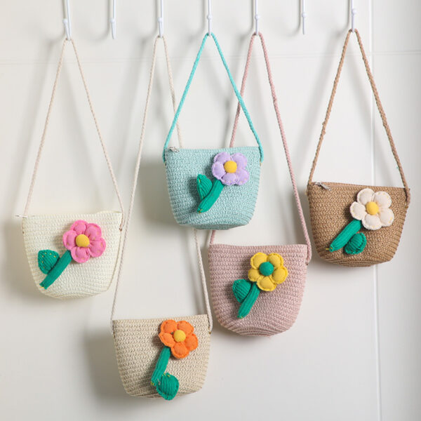 Wholesale Straw Bow Knot Handwoven Kids Bag