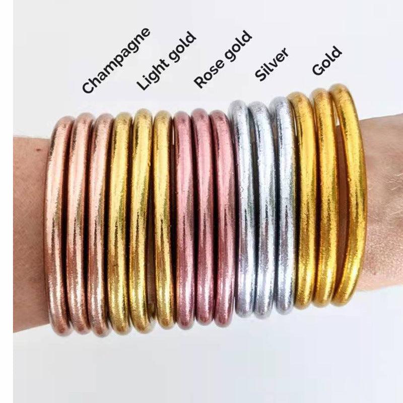 Wholesale Shiny Gold Silicone Bracelets