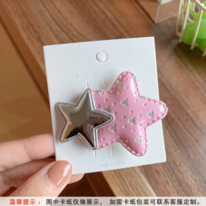 10441A pink stars duck bill clip