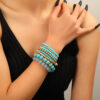 Wholesale Bohemian Turquoise Round Beads Vintage Elastic Rhinestone Rice Beads Bracelet Set