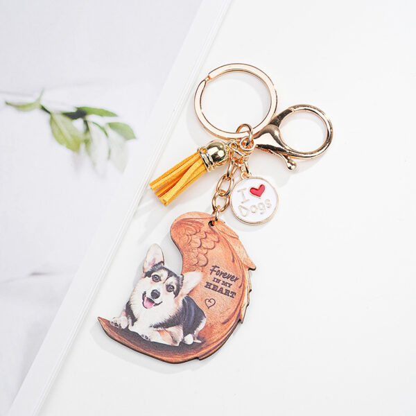 Wholesale Acrylic Angel Wings Dog Keychain