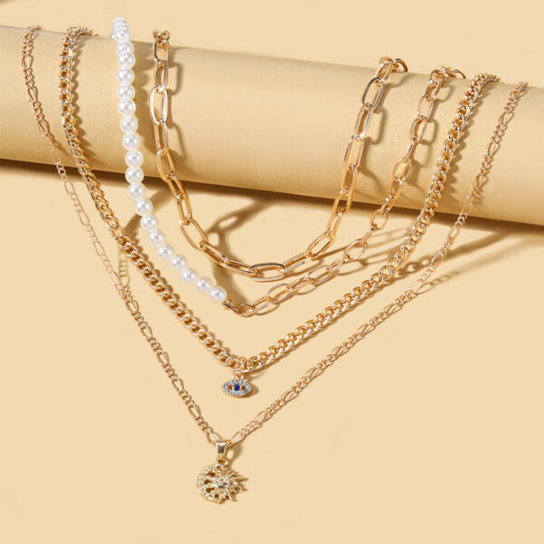 Wholesale Gold Plated Pearl Eye Alloy Necklaces