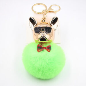 Fluorescent Green / Cool Dog fur ball keychain
