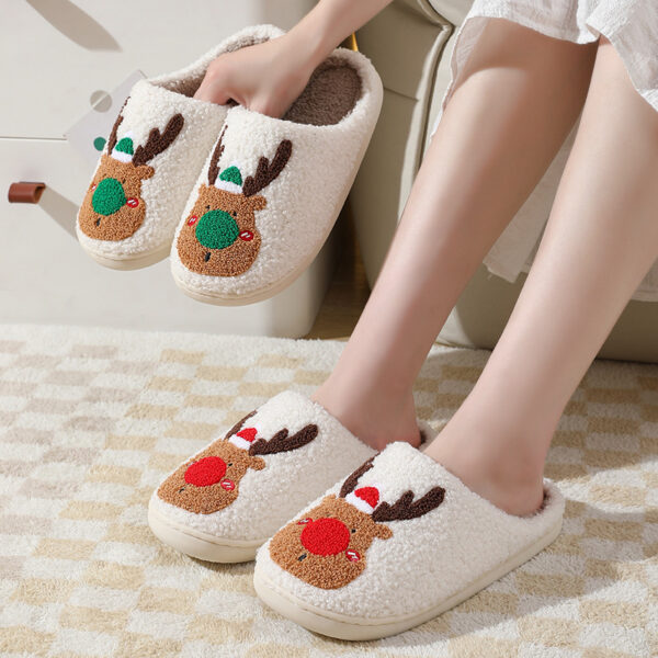 O1CN01ng1qAm1ELvr31oryH_2595180336-0-cib-1 Wholesale New Christmas Elk Thick Anti-slip Cute Winter Cotton Slippers