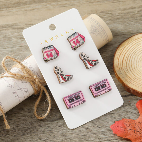 Wholesale of Valentine's Day High Heels, Wooden Earrings
