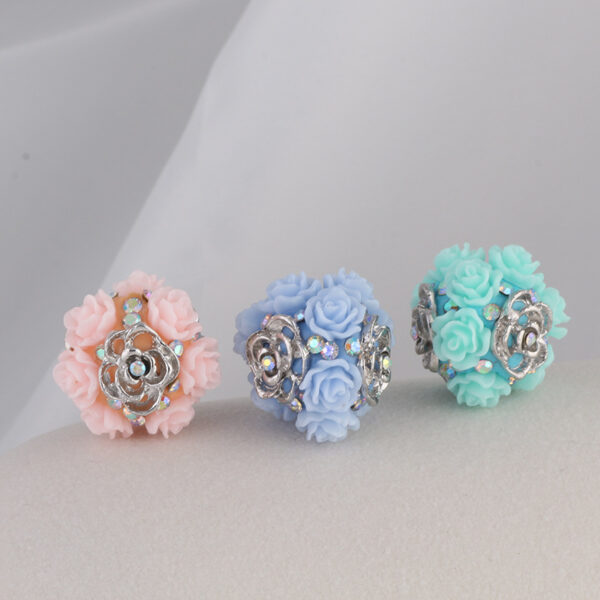 Wholesale Alloy Rose Soft Ceramic Drill Balls with Straight Hole Beads