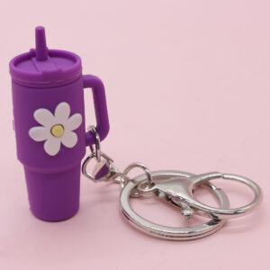 dark purple flower flower cup key chain