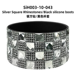 Silver square diamond/black cup cover