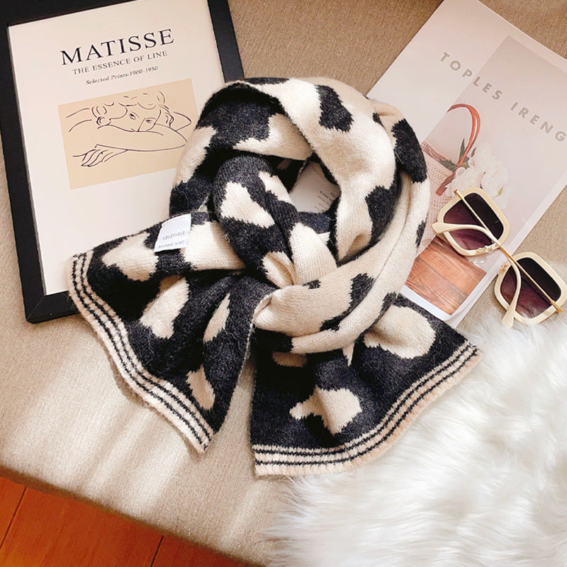 Wholesale Winter Cow Pattern Knitted lyester f