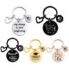 Wholesale Graduation Season Gift Lettering Stainless Steel Round Card Heart Keychain