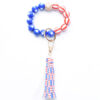 Wholesale Independence Day Wooden Beads Wrist Keychain