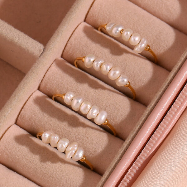 Wholesale Fine Freshwater Pearl Stainless Steel Gold Plated Ring