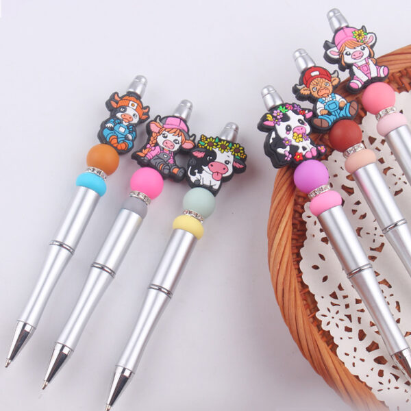 Wholesale Beaded Pens Cow Silicone Beads Plastic Multifunctional Ballpoint Pen