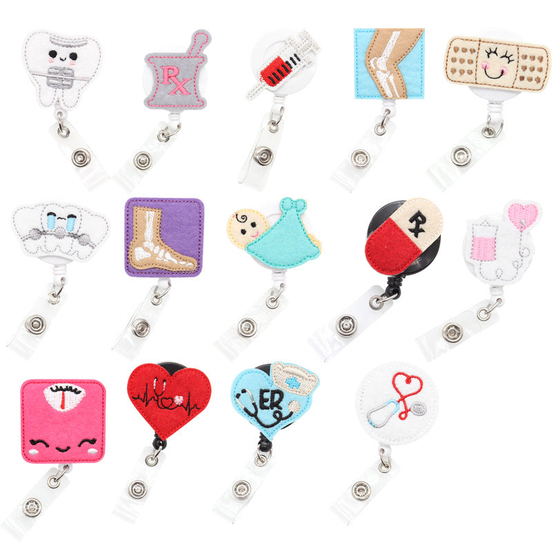 Wholesale Badge Reels ABS Medical Cute Cartoon Retractable Keychain