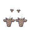 Wholesale Large Bull Head Small Bull Head Wood Earrings