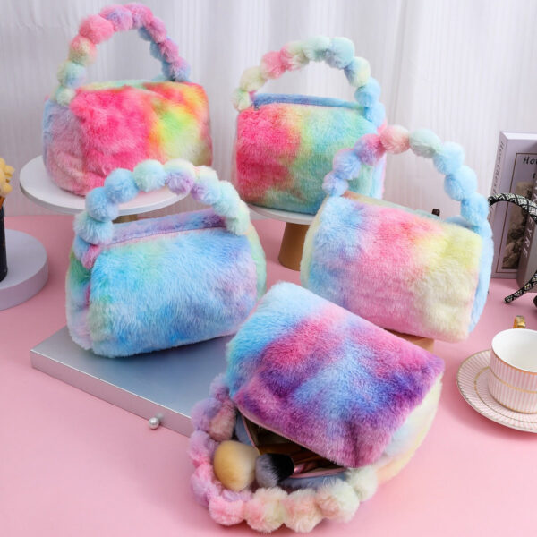 Wholesale Colorful Plush Makeup Storage Bag
