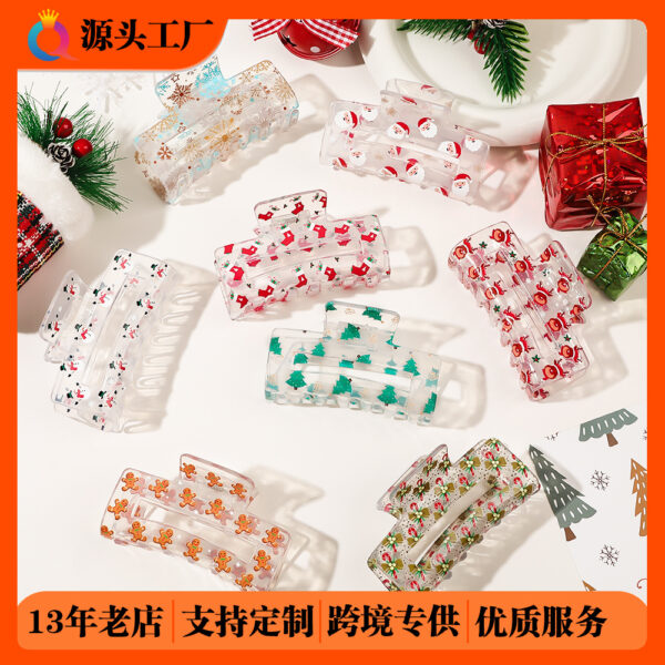 Wholesale Christmas Cartoon Print Hair Clips