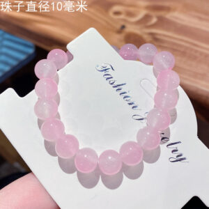 Pink 10mm two-color gradient ice through glass bracelet