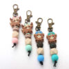 Wholesale Cartoon Yak Silicone Bead Keychain