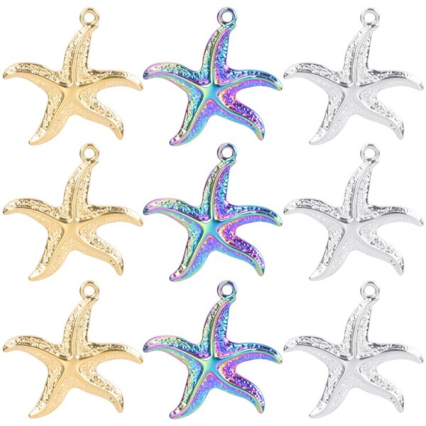 Wholesale 5pcs Steel Color Irregular Starfish Titanium Steel Colorful Pendant Accessories