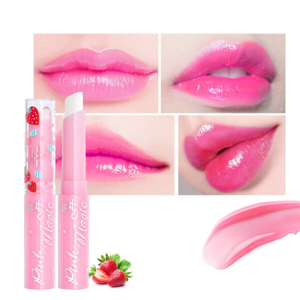 Wholesale Plastic Strawberry Color Changing Lipstick Moisturizing Lip Balm