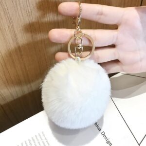 small white fur ball / Packed in a single opp bag. the keychain is not fixed. if necessary, please contact customer service for notes