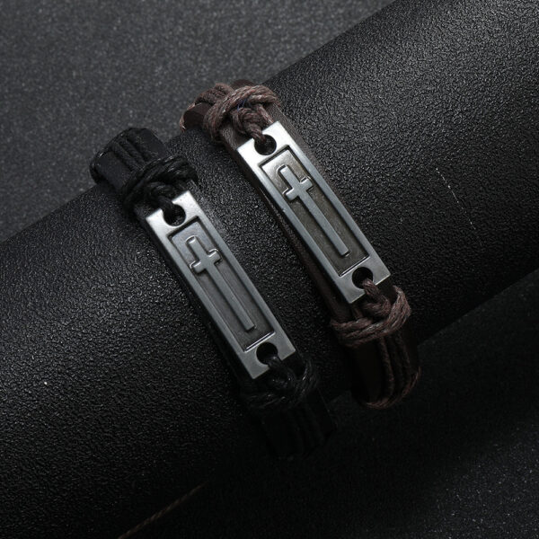 Wholesale Alloy Woven Men's Retro Hemp Rope Leather Bracelet