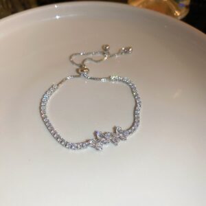 Silver.-zircon butterfly bracelet