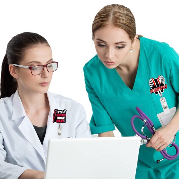 Wholesale Glitter Acrylic Bone Medical Rotating Retractable Badge