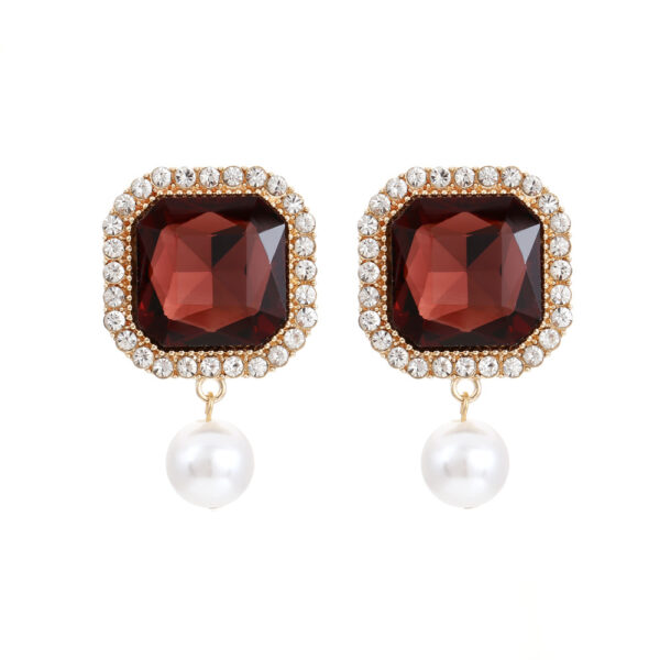 Wholesale Square Color Crystal Alloy Earrings