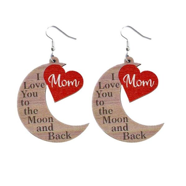 Wholesale Mother Water-saving Drop Shaped Love Wooden Earrings
