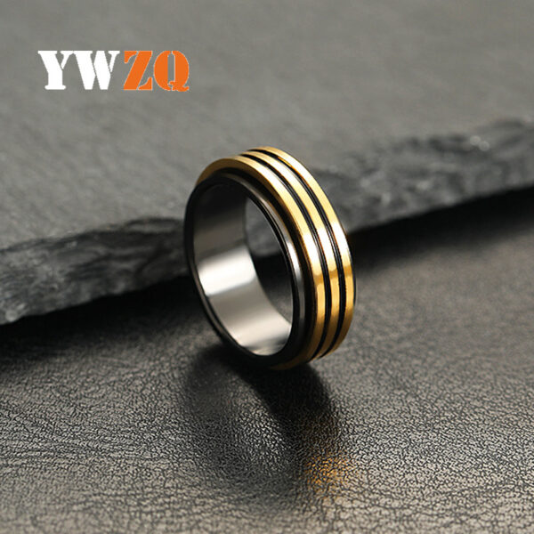 Wholesale Double Layer Gold Rotatable Men's Titanium Steel Ring