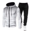 O1CN01nzNpWE1EgXgcYNzWw__2214817050381-0-cib Wholesale Dot Print Solid Color Zipper Sports Hoodie Men's Sweatshirt and Sweatpants Suit