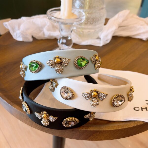 Wholesale High Skull Rhinestone Wide Version Colorful Headband