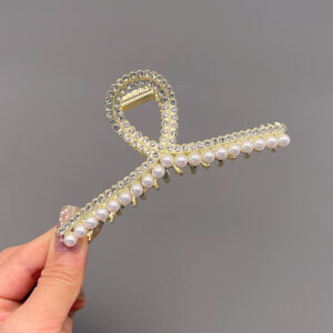 Cross large pearl - gold tone