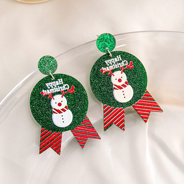 Wholesale Christmas Snowman Gingerbread Acrylic Santa Claus Christmas Tree Cartoon Earrings