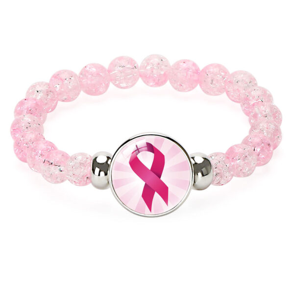 Wholesale Beaded Pink Ribbon Caring for Women's Breast Blossoming Crystal Colored Bracelet