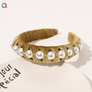 Woven flannel pearl headband-gold 58 / Qiyue factory direct sales (can be customized)