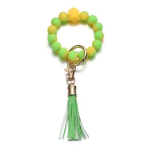 1 gradient yellow-green beaded Tassel Keychain