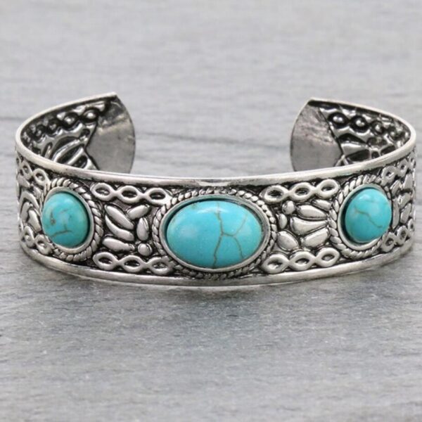 O1CN01o6N4rH1Bs30SXcaJN_0-0-cib Wholesale Bohemian Vintage Style Inlaid Turquoise Open Adjustable Alloy Bracelet