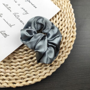 Satin large intestine hair band [dark gray]]