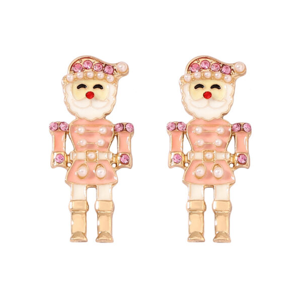 Wholesale Christmas Red Soldier Diamond Zinc Alloy Earrings