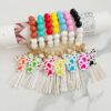 Wholesale Western Style Cow Head Colorful Silicone Beaded Wrist Keychain