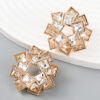 Wholesale Multi-layered Square Rhinestone Pinwheel-shaped Alloy Diamond Earrings
