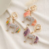Wholesale Mixed Color Unicorn Inlaid Diamond Alloy Keychain