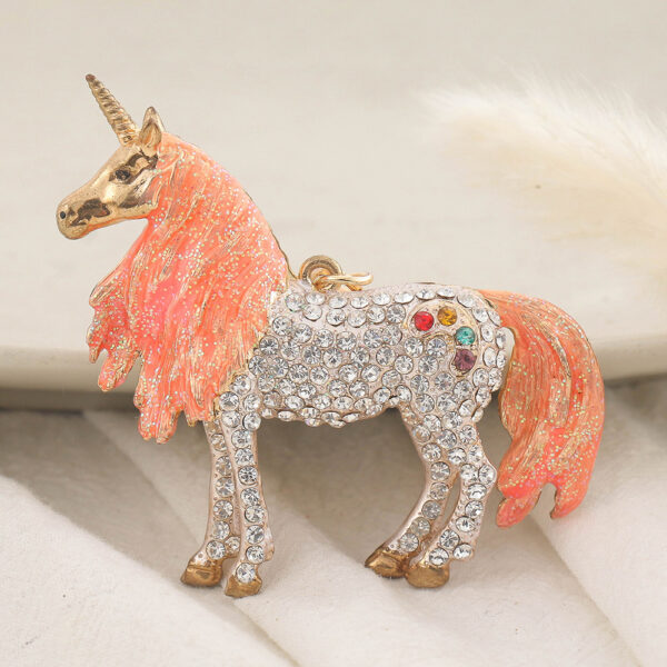 Wholesale Mixed Color Unicorn Inlaid Diamond Alloy Keychain