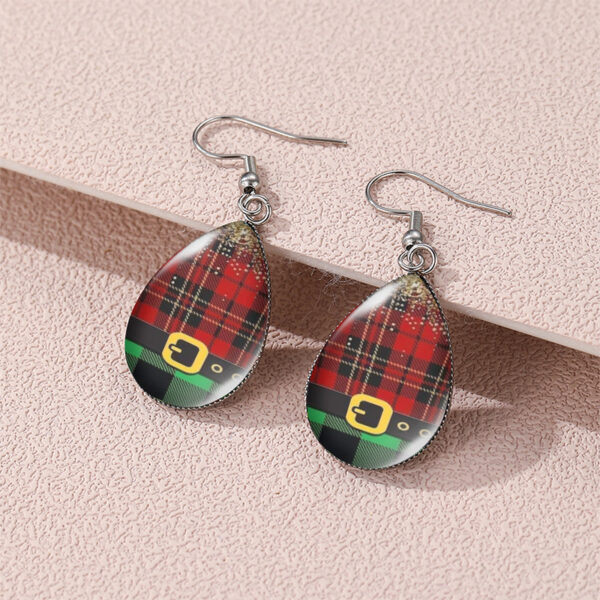 Wholesale Christmas Snowman Christmas Tree Santa Claus Time Gem Glass Water Drop Earrings