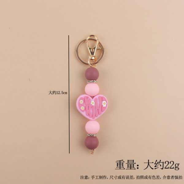 Wholesale Cartoon Silicone Heart-shaped Handmade Beaded Keychains