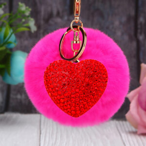 Peach heart Red + Rose red fur ball / Single opp bag packaging