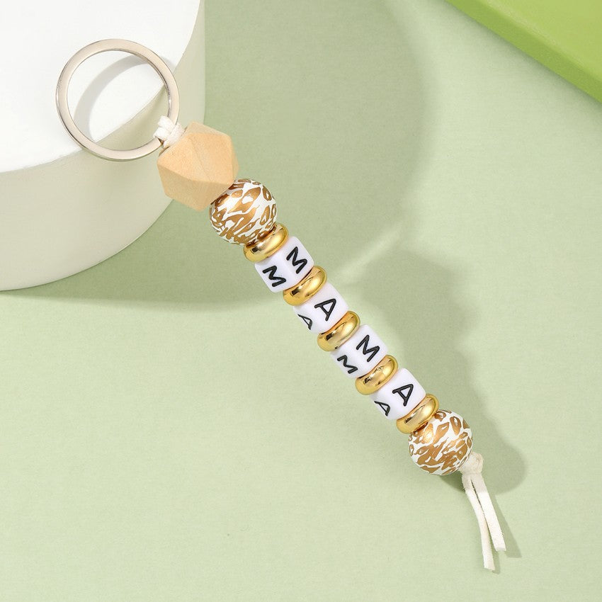 Wholesale MAMA Letter Silicone Beads Mother's Day Gift Keychain